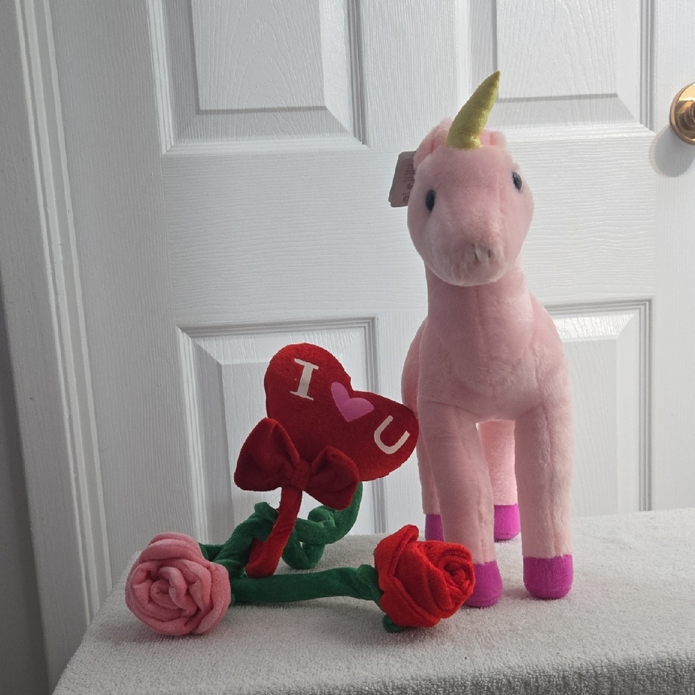 Wild Republic Unicorn NWT & 3 Bendable Flowers - Picture 1 of 7